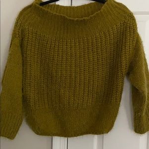 Off the shoulder fuzzy women’s sweater